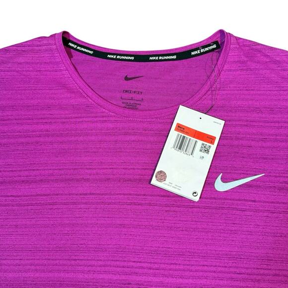 NWT Large Nike Dri-Fit Running Short Sleeve Shirt Purple Magenta - Picture 5 of 6